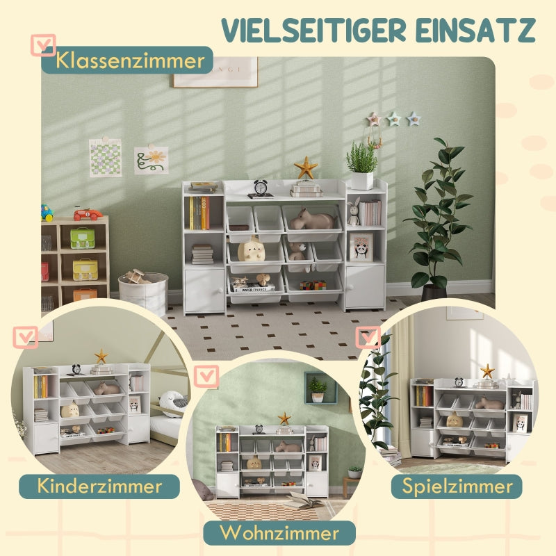 Children's Storage Shelf & Toy Organizer, 8 Removable Boxes, White