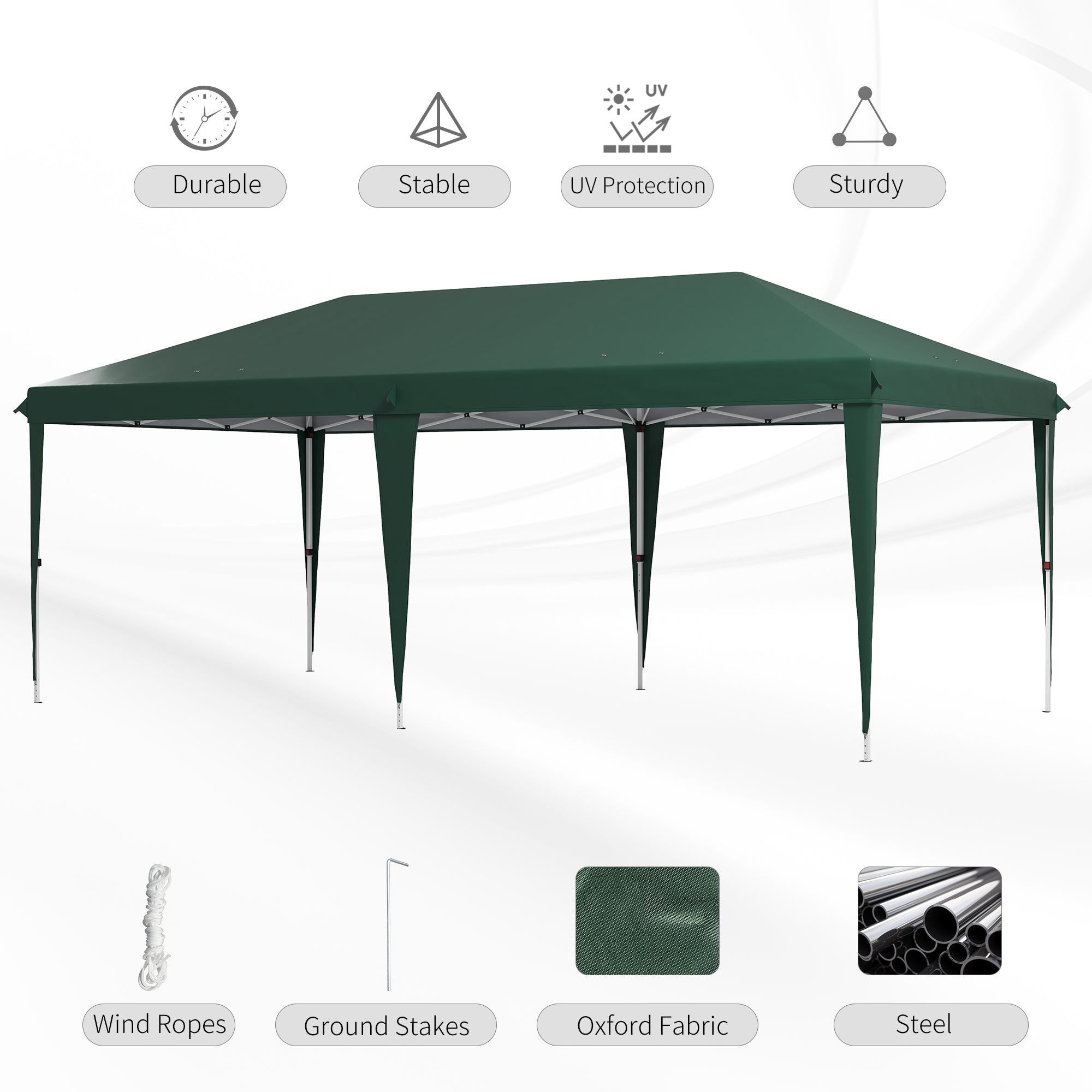 Pop-Up Gazebo 6 x 3 m Steel Frame - Green