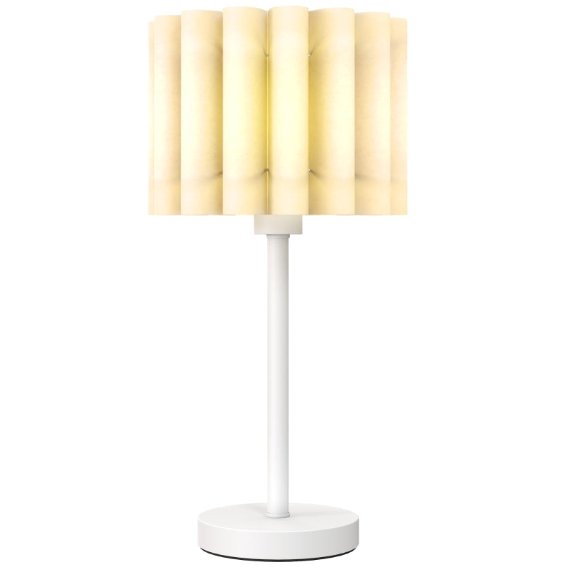 Table lamp with wave lampshade, E27 socket, button switch, white