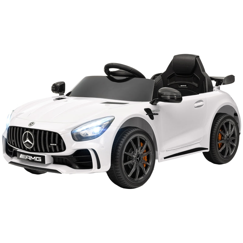 Electric Ride-On Car, Mercedes 3-5 km/h, Remote Control, White