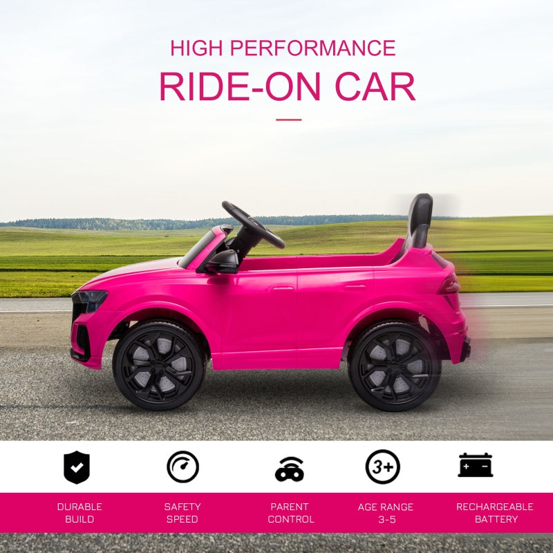 Audi RS Q8 6V Electric Ride On Car Toy with Remote USB MP3 Bluetooth, Pink