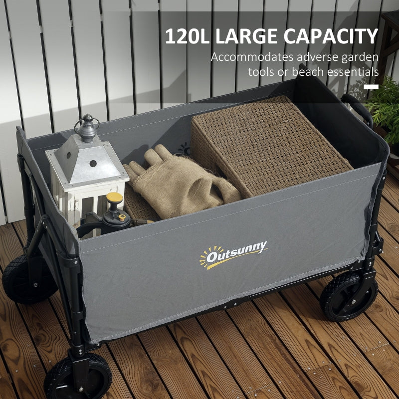 120L Festival Trolley, Folding Compact Cart with Adjustable Handle, Grey