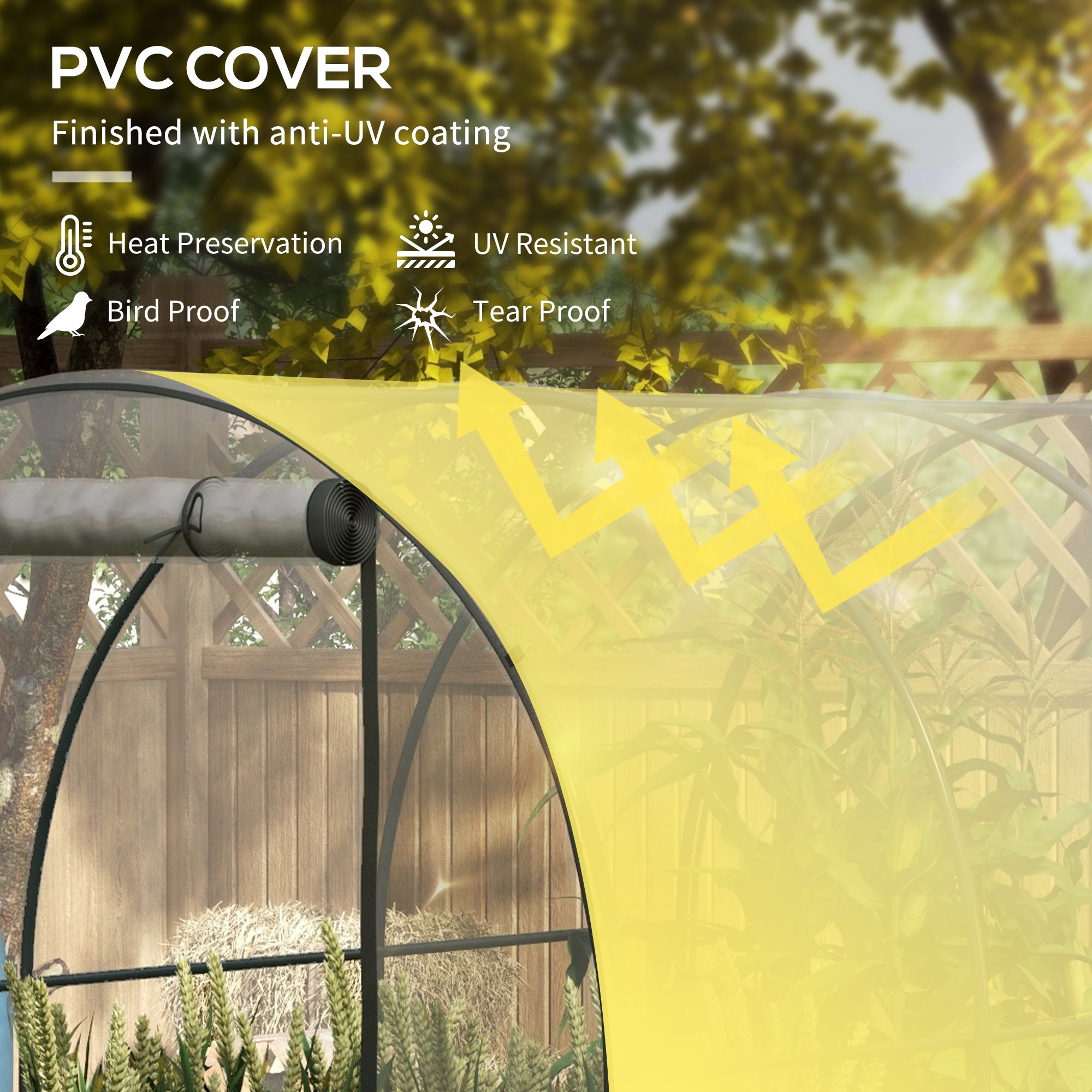 Polytunnel Greenhouse Walk-in Grow House, Steel Frame, Clear