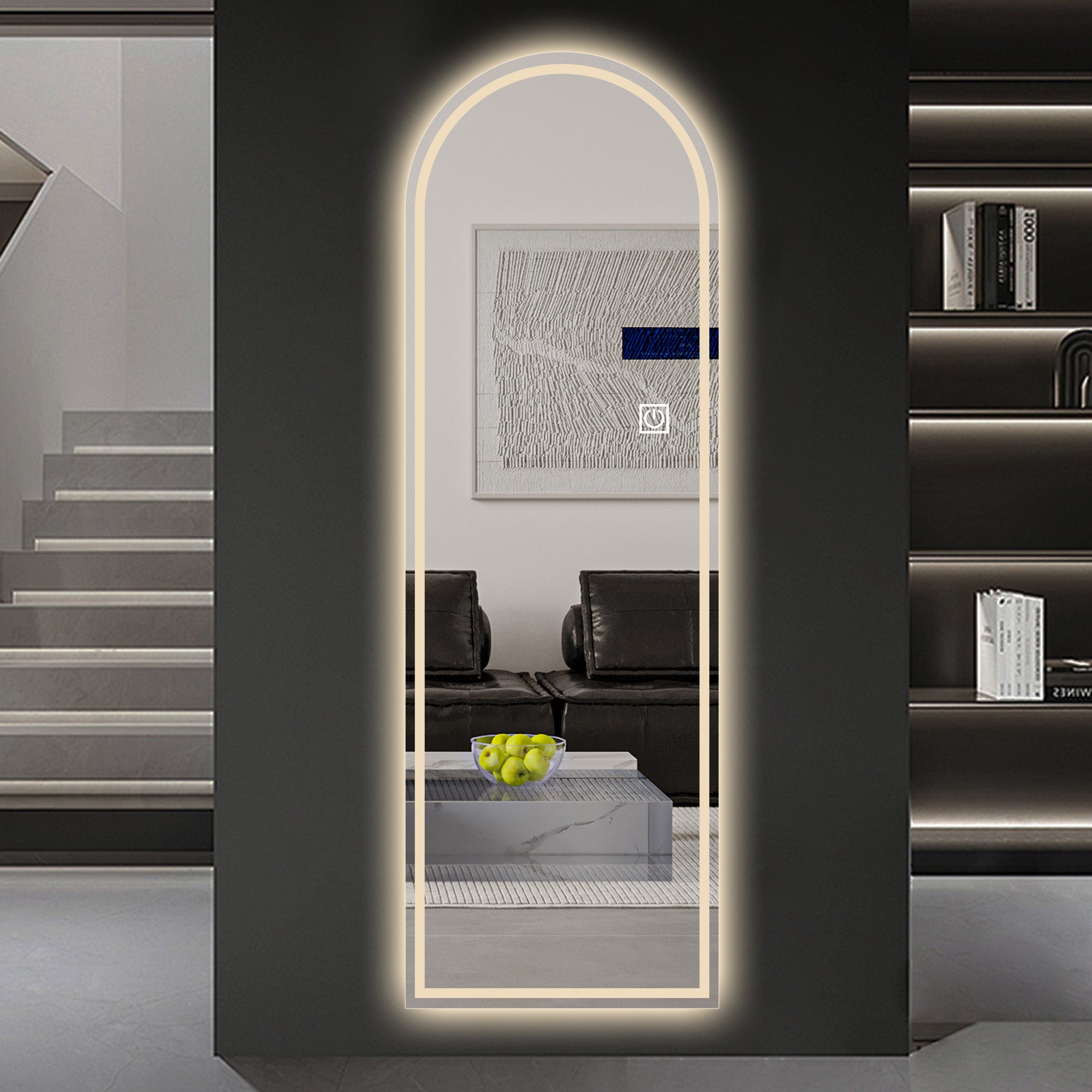 Arched Full-Length Mirror 165x50CM, LED Light, Dimmable 3-Color, Glass