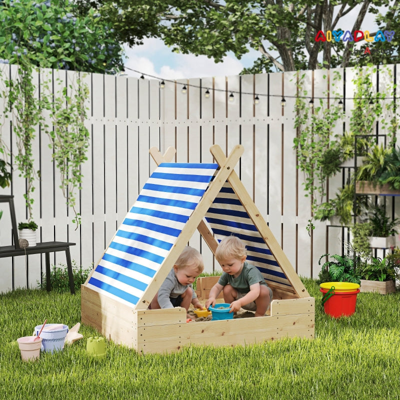 AIYAPLAY children's sandbox with weatherproof tent roof, for 3 children aged 3-6 years