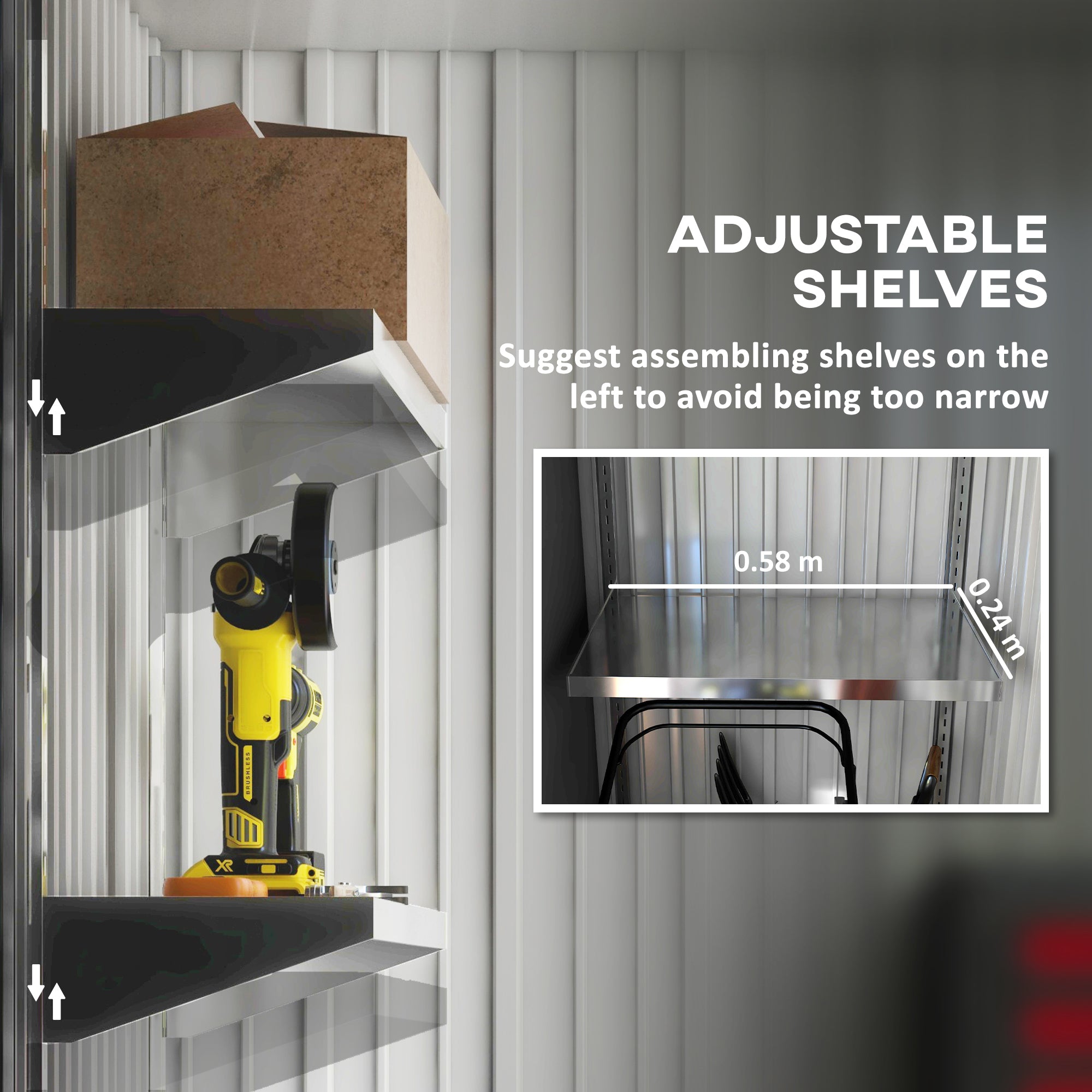 Metal Garden Shed Lean-to Tool Storage, 5'x3'x6', Grey