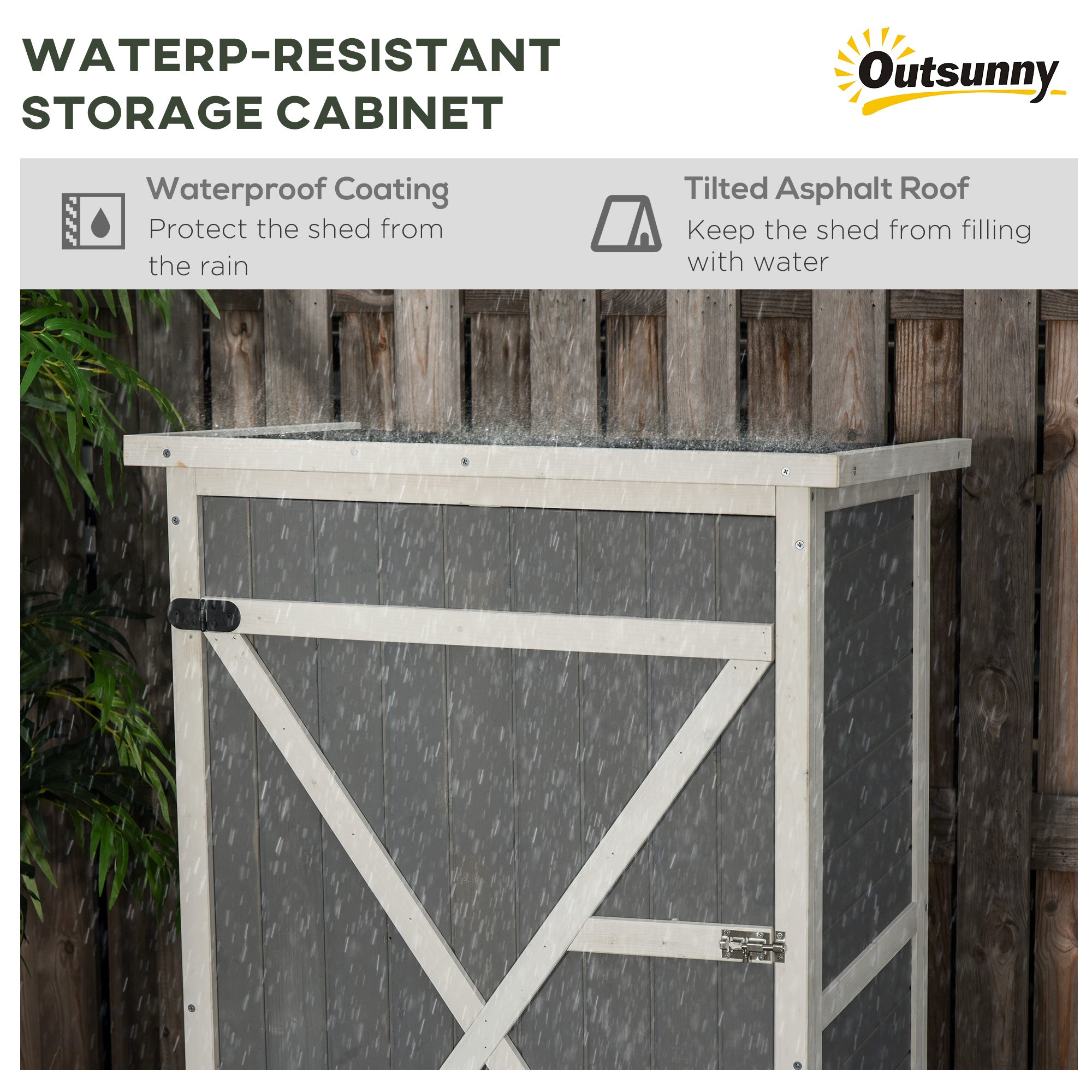 Wooden Small Shed, Garden Storage with Shelves and Bolt Latch, Grey