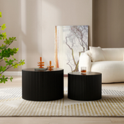 Side Table Set 2-Piece Nesting Wavy Edge 60x40/48x35 - Black Matte