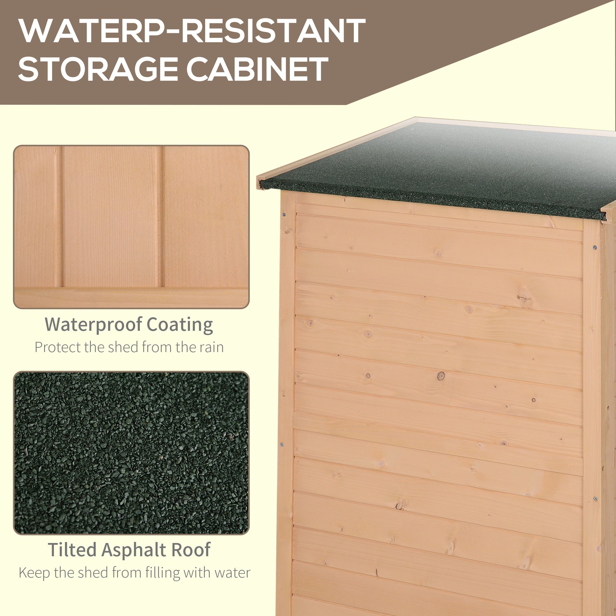 Wooden Garden Storage Shed with Shelves, Fir Wood