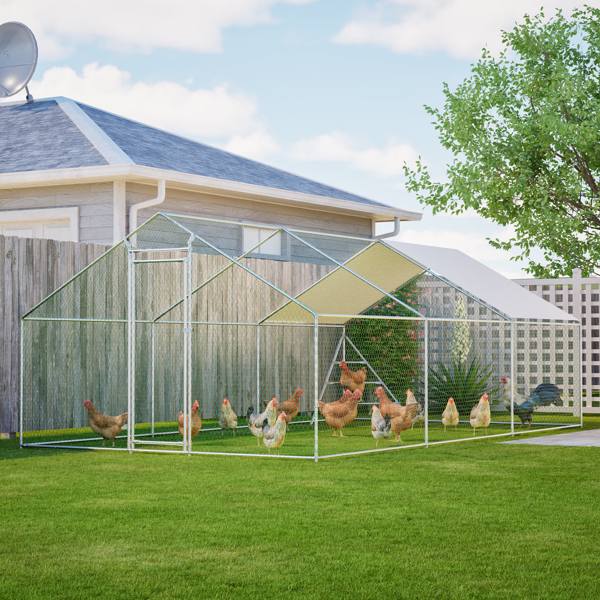 Giant Professional Chicken Coop Aviary 3x6m with Climbing Frame Metal