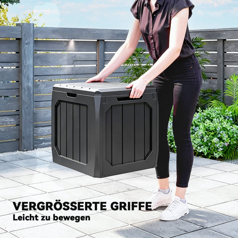 Outdoor Storage Box 121L with Handles - Black Plastic