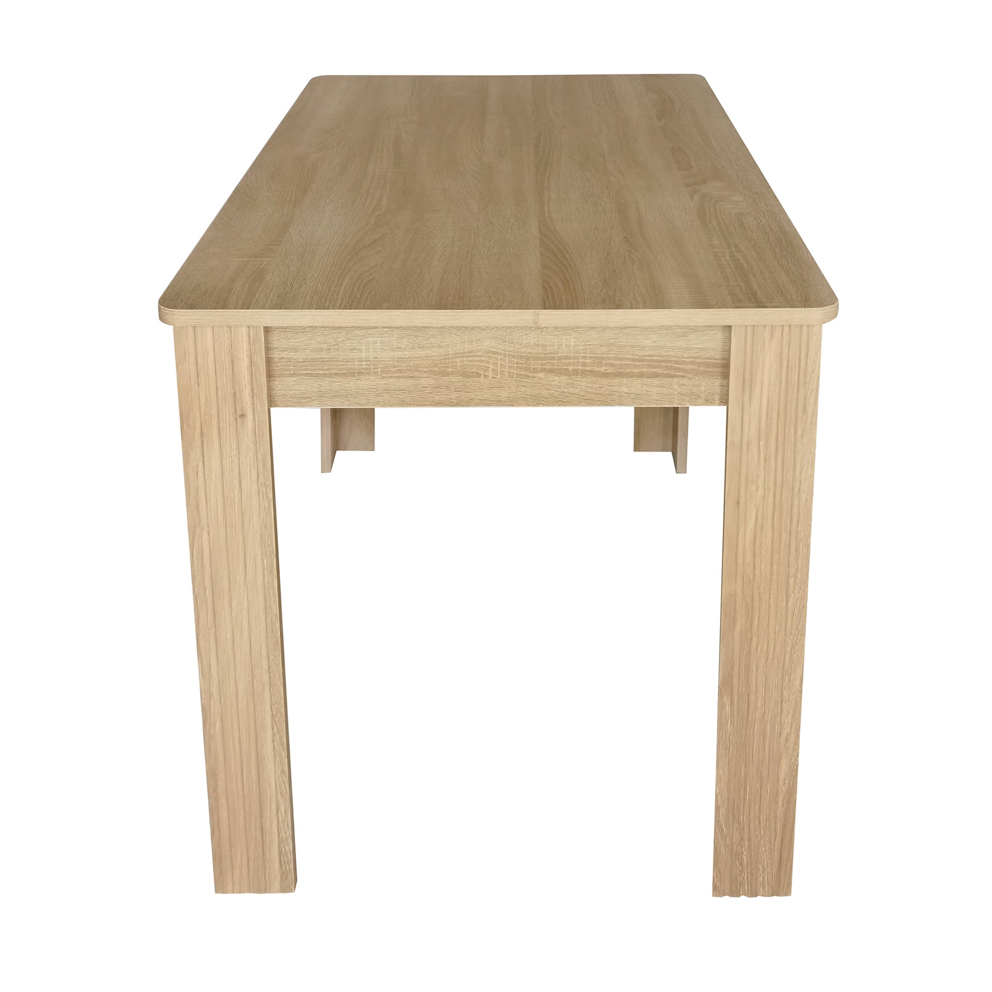4 Seater Dining Table, Rectangle Modern Kitchen & Dining Room Furniture, Oak Colored MDF Wood