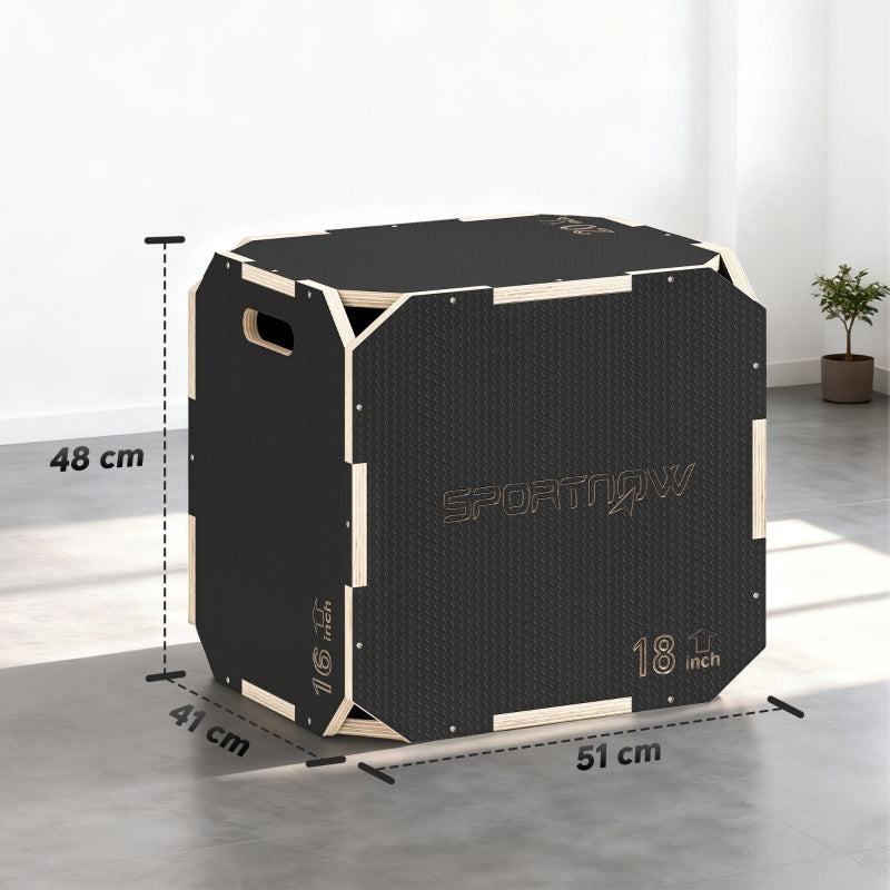 Jumping Box Smooth Corners Height Adjustable - Plywood Black