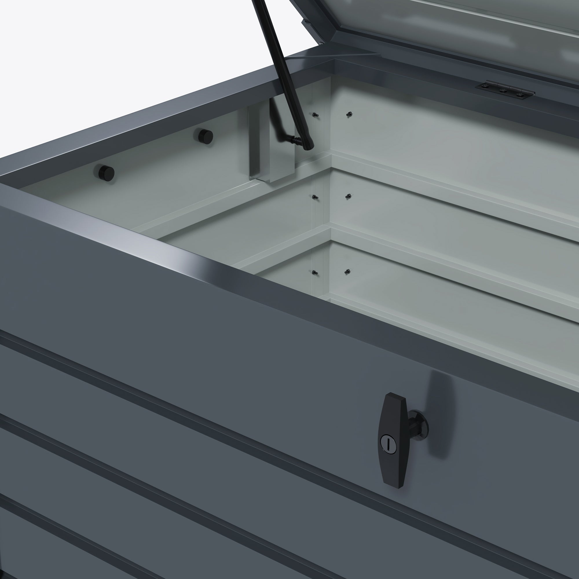 Garden Storage Box, 311L with Lock, Galvanised Steel Dark Grey
