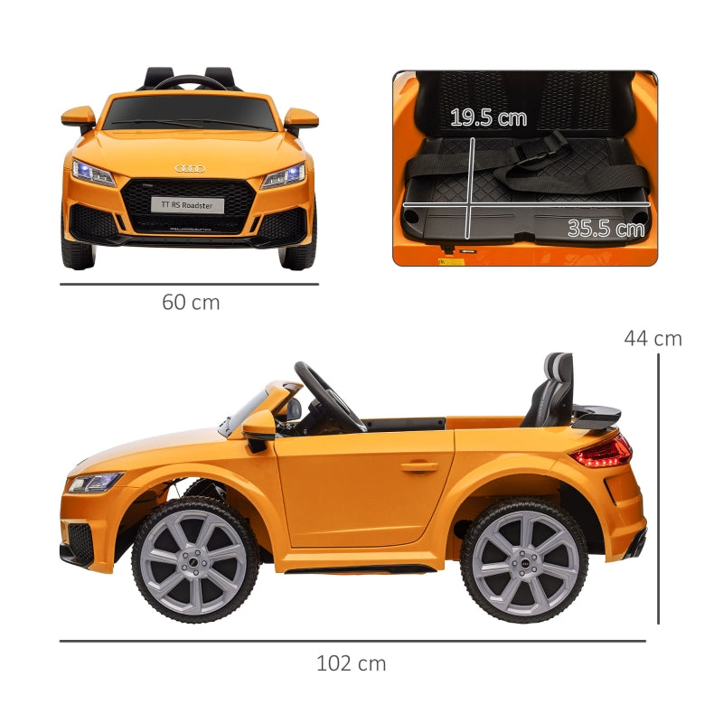 Kids Licensed Audi TT RS Ride-On Car, 12V Battery with Remote, Yellow