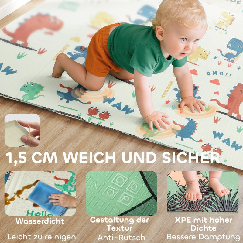 Baby Play Mat, Foldable Double-Sided Crawling, Multi-Coloured