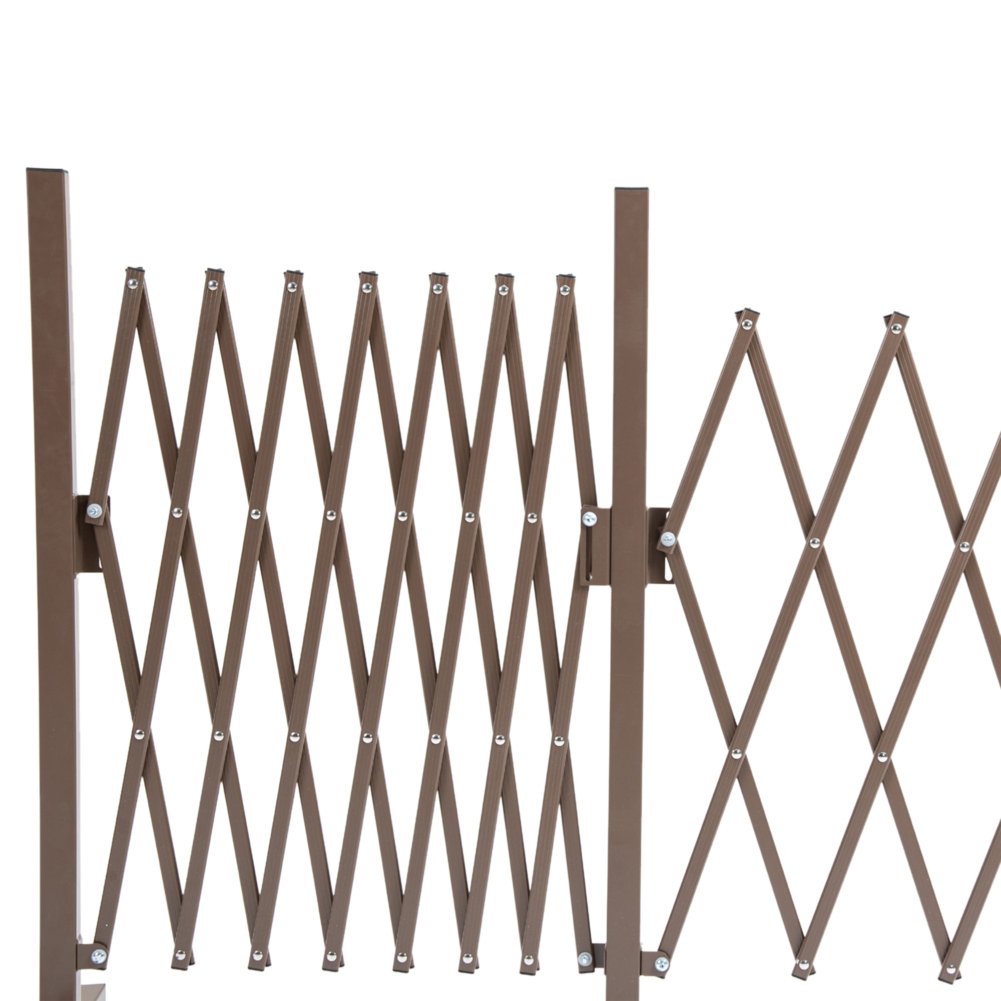 Extendable Scissor Gate/Barrier, 52-405cm Garden H103.5cm, Aluminum Brown