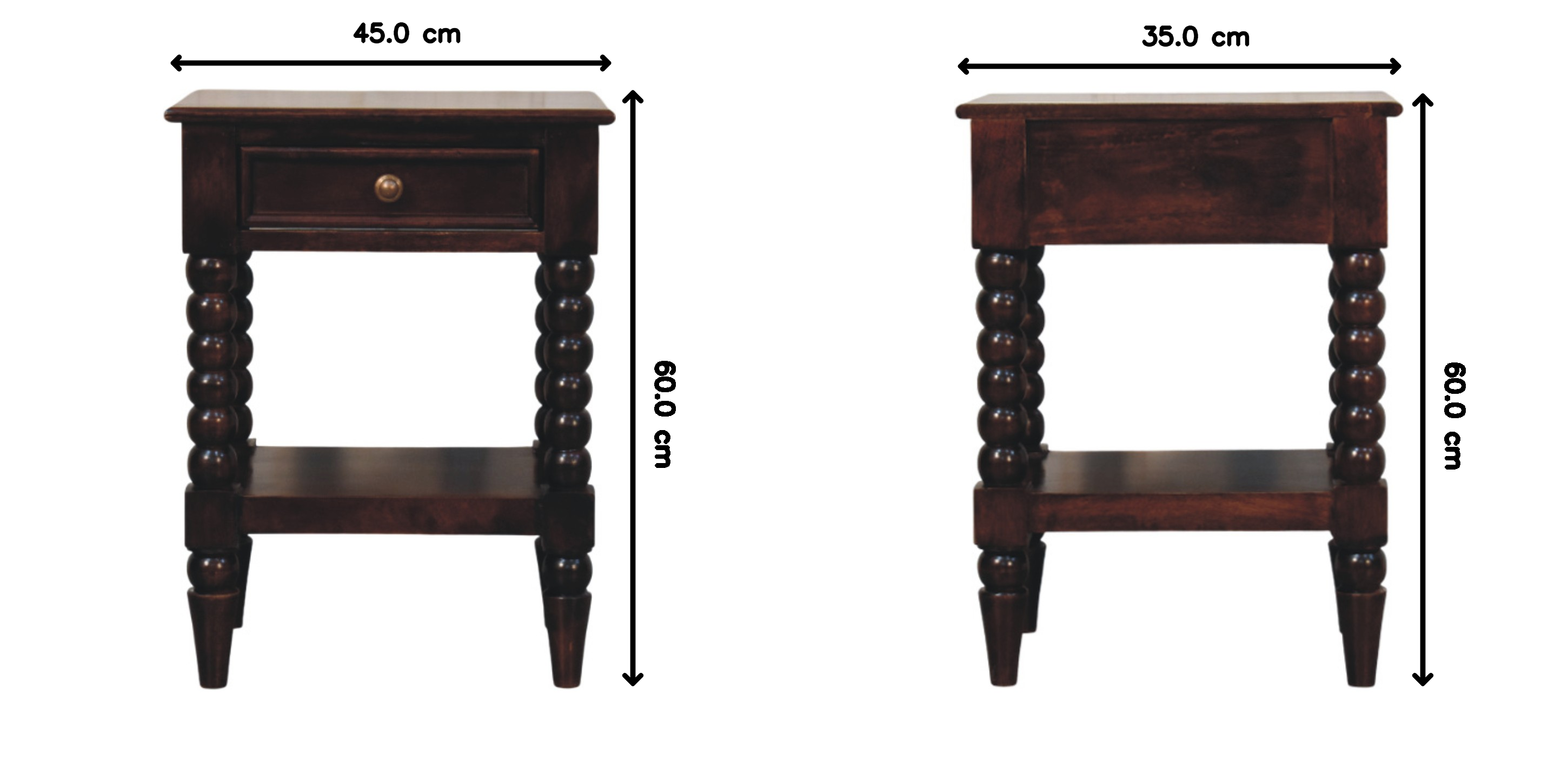 Vienna 1-Drawer Nightstand, Solid Mango Wood