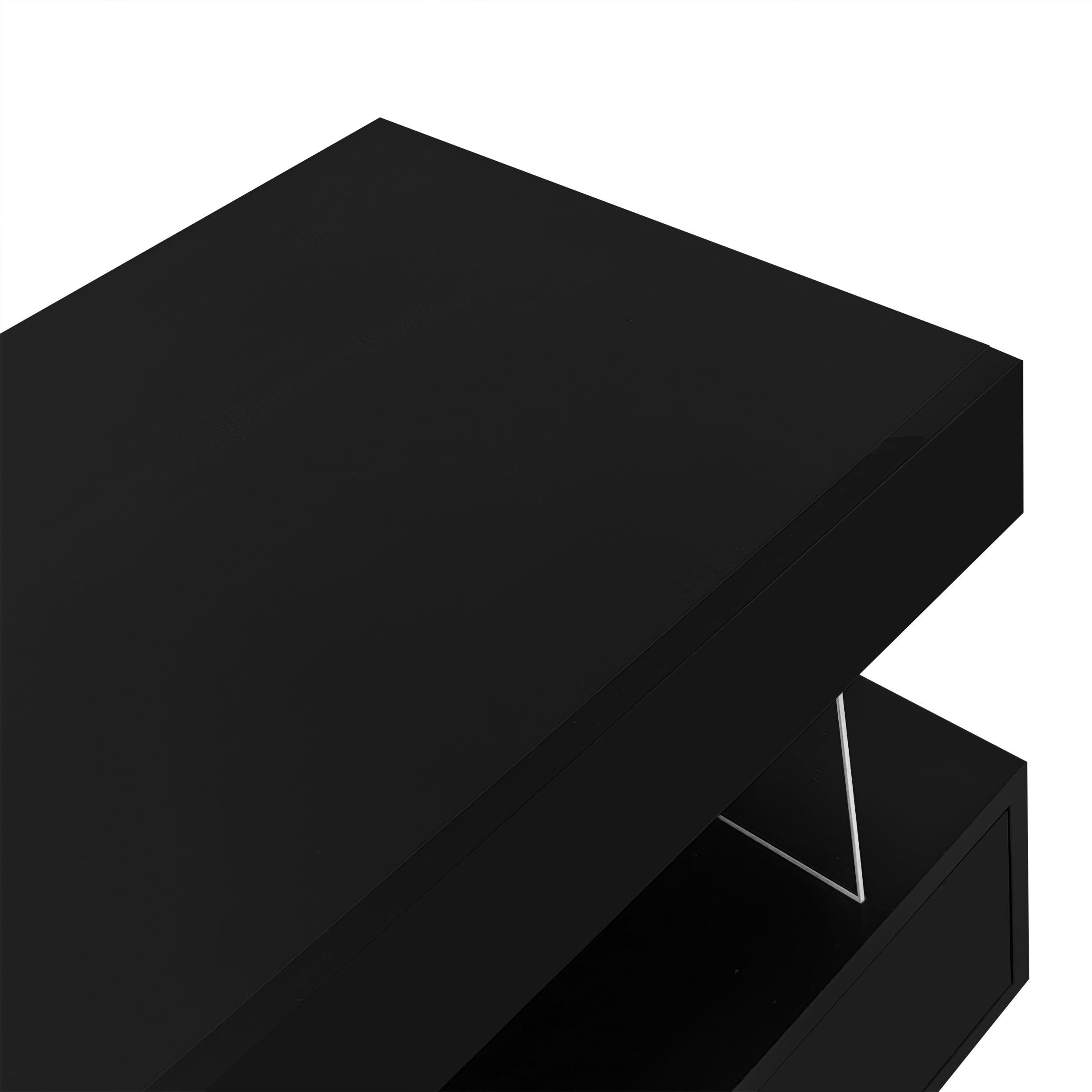 TV Stand, LED Lighting, App Control, Bluetooth Connectivity for 70-inch TVs, Black High Gloss Glass