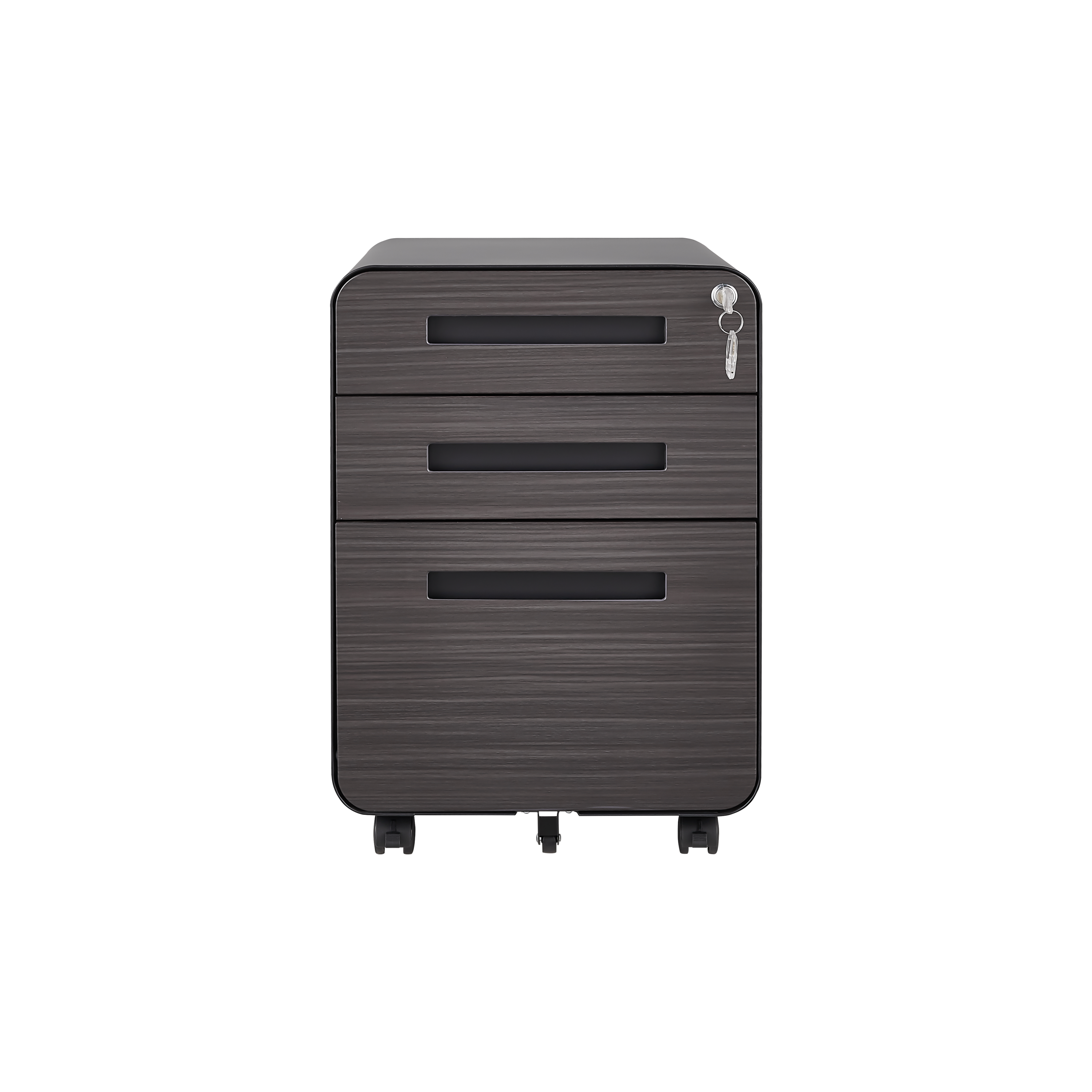 Mobile File Cabinet 3 Drawer Under Desk Anti-Tilt 5 Wheel - Black