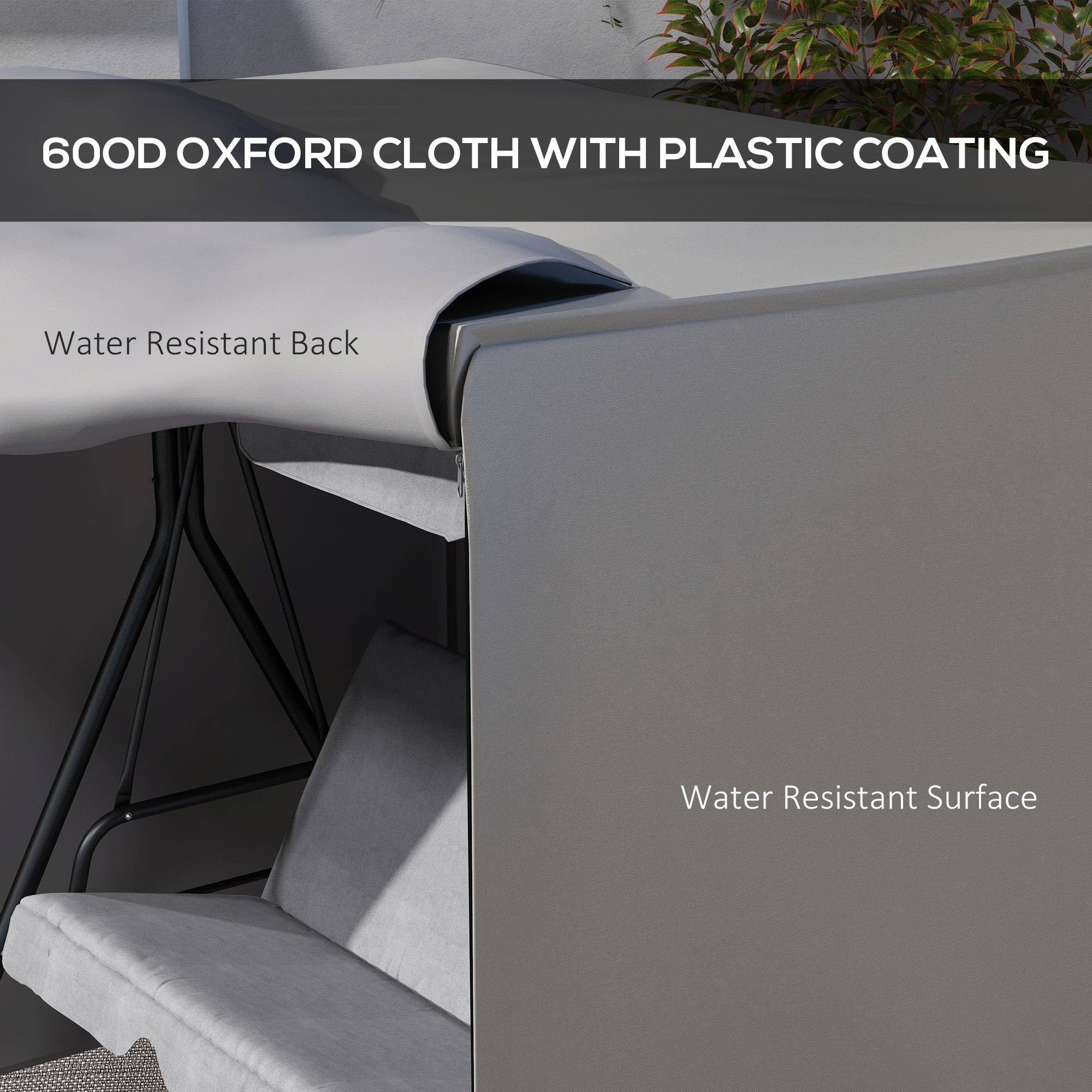 Three-Seater Swing Chair Protective Cover 152 x 177cm Light Grey