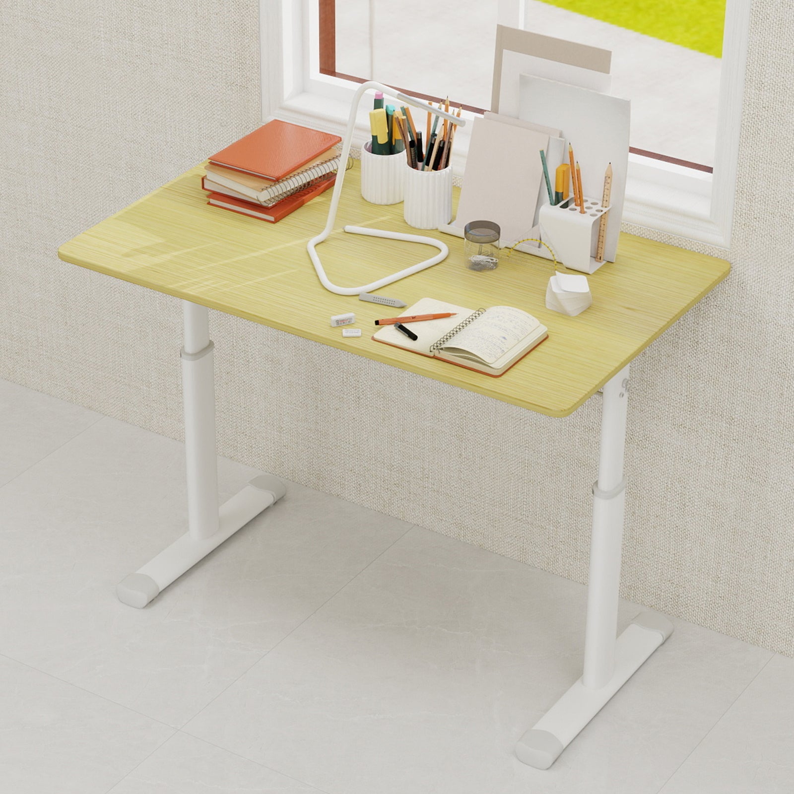 Adjustable Study Desk Height-Adjustable Multi-Purpose Compact Design, Home/Office