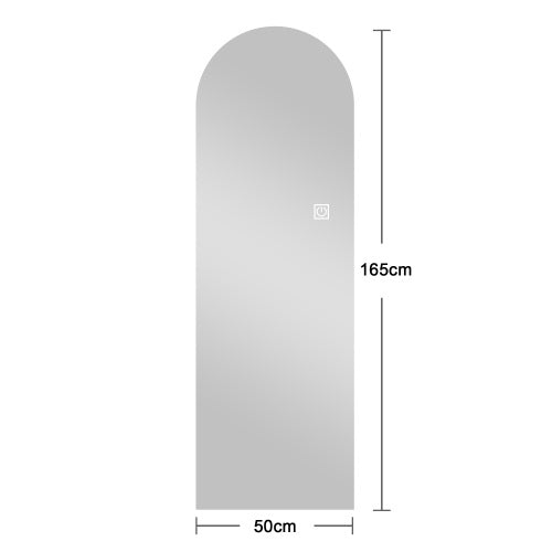 Arched LED Full-Length Mirror, Dimmable High-Resolution Explosion-Proof, Stand or Wall Mountable