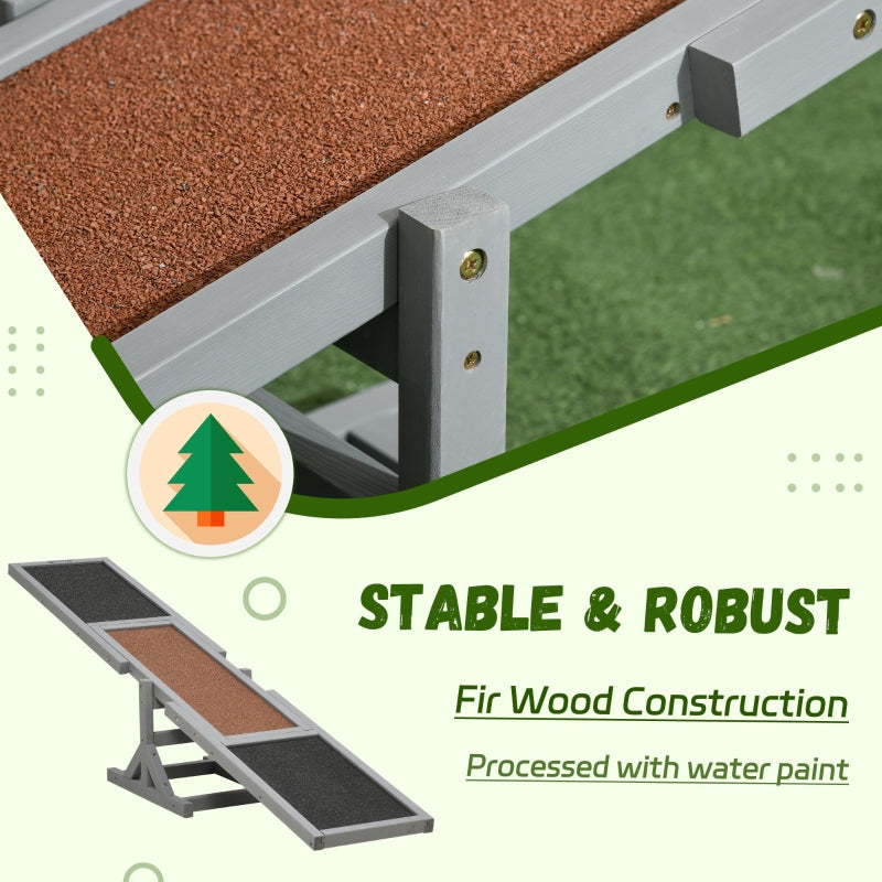 Wooden Pet Seesaw, Dog Agility Equipment, Anti-Slip, Grey