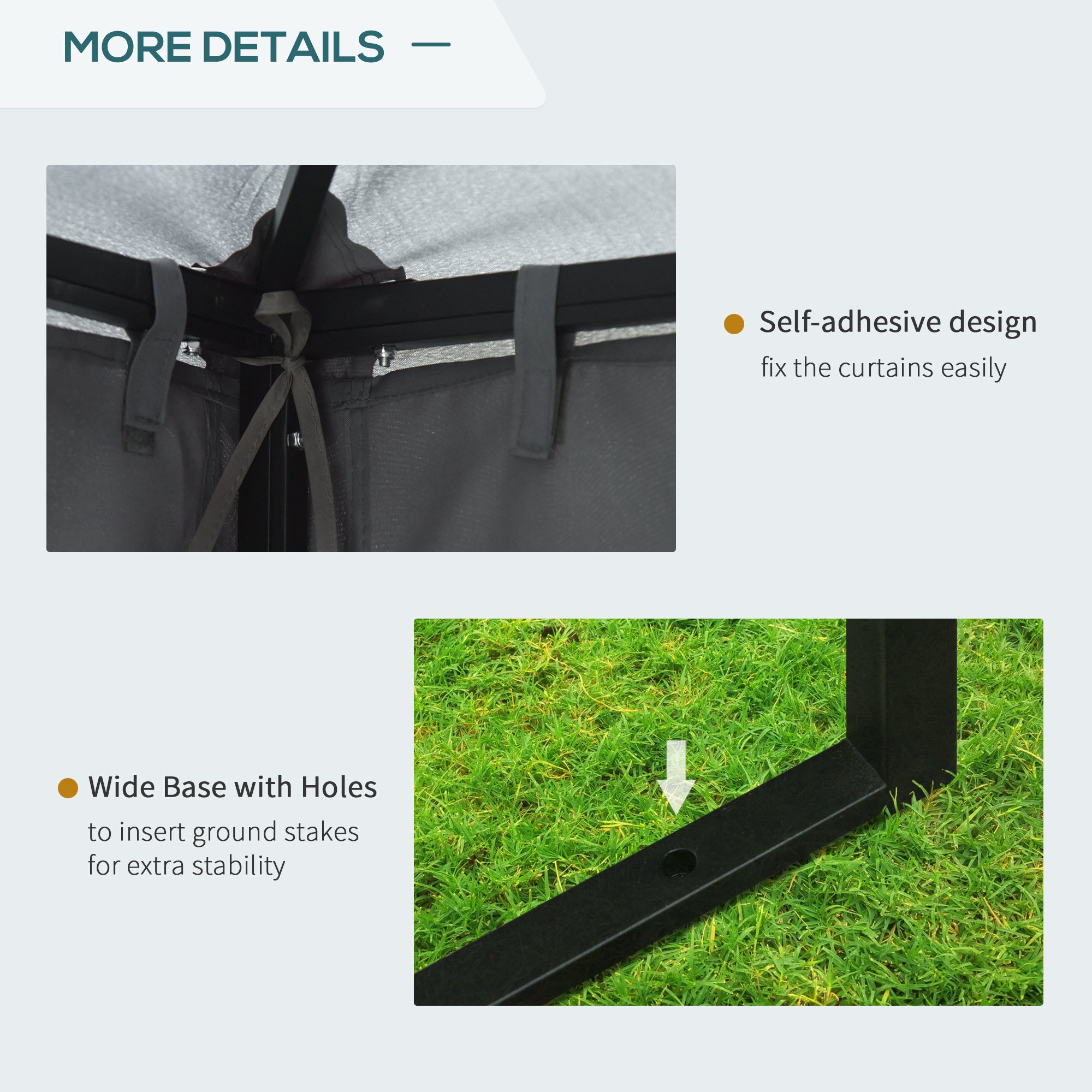 Garden Gazebo Double Roof Canopy Shelter with Sidewalls, Dark Grey