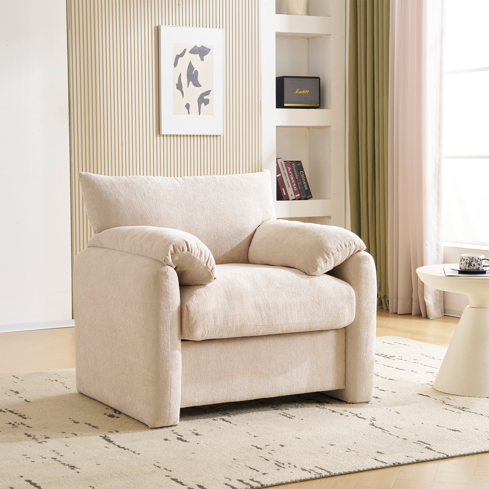 Modern design oversized armchair, decorative single sofa leisure chair, chenille fabric