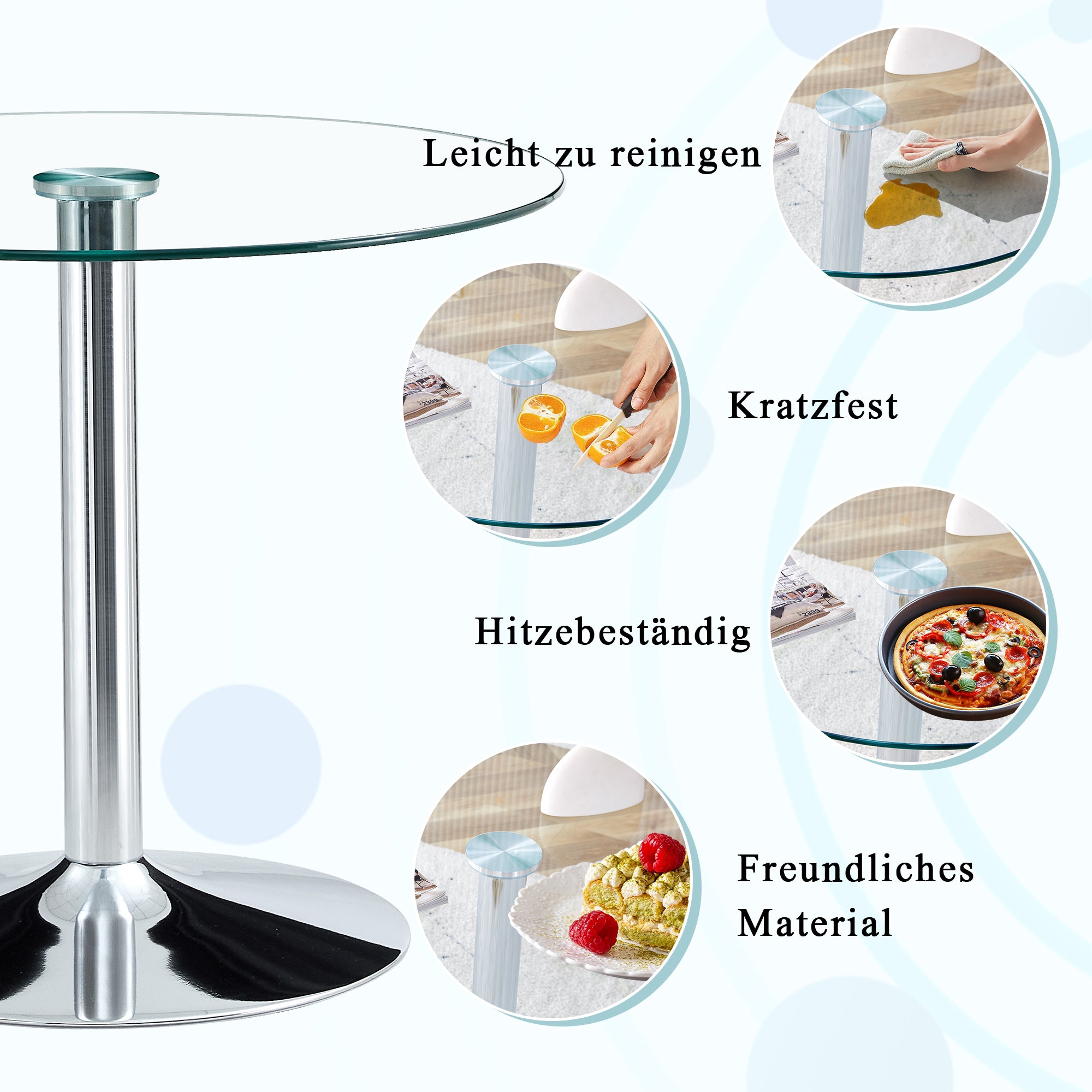 Glass Beam Table Modern Minimalist Round 85cm