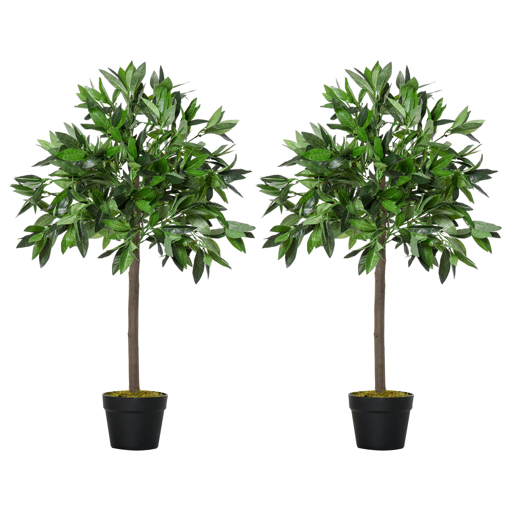 Artificial Bay Trees, Set of 2, 90 cm, Green