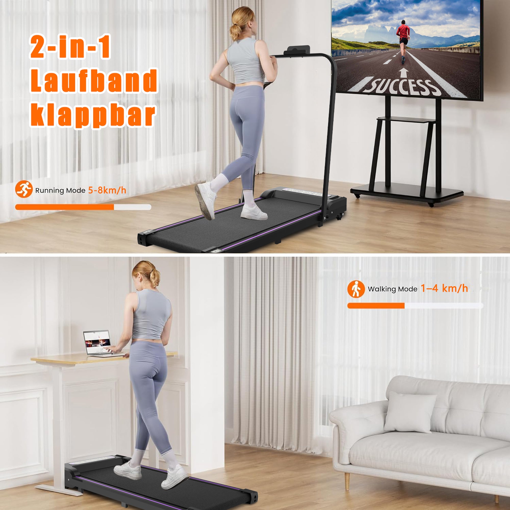 Foldable Treadmill Walking Pad 2.5 HP Motor 8km/h