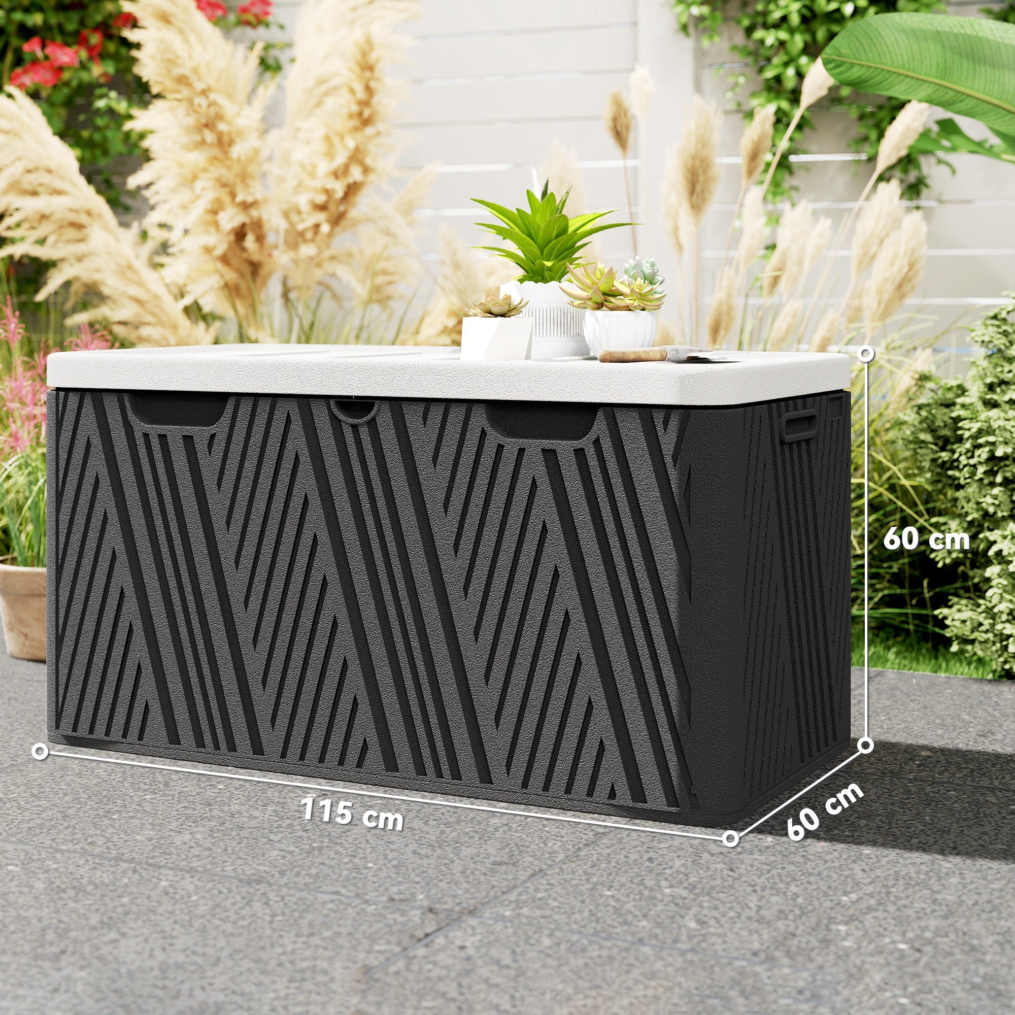 380L Outdoor Storage Box, Waterproof with Lockable Lid - Black
