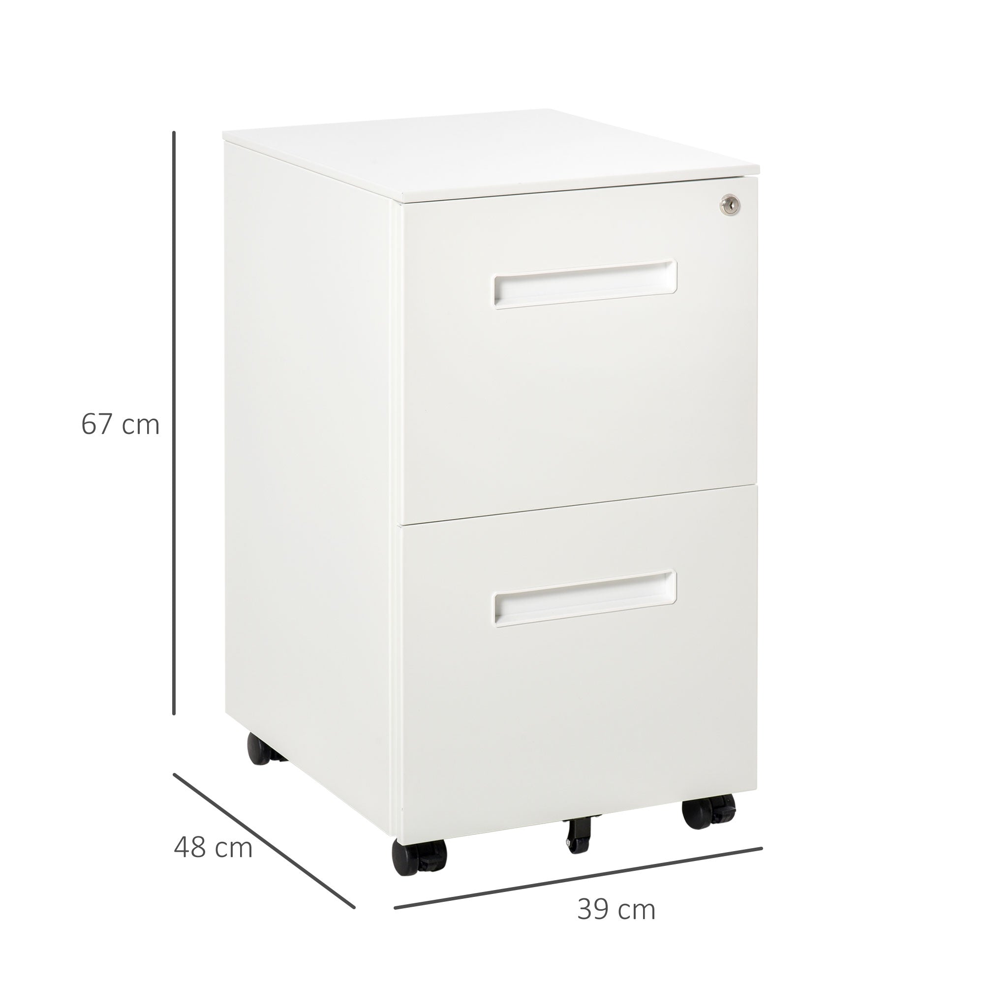 Vinsetto Mobile Filing Cabinet 2 Drawers Lockable A4 Steel