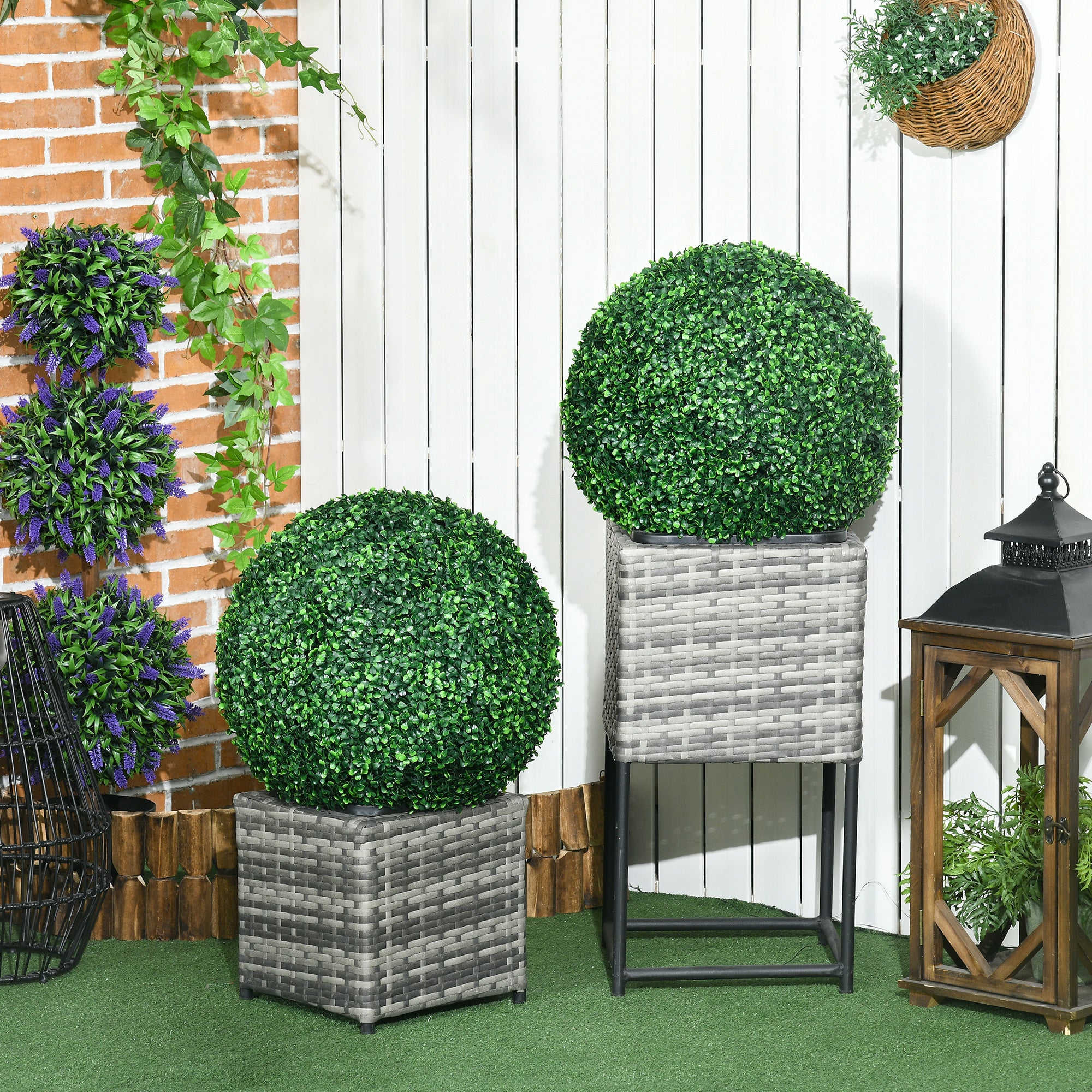 Artificial Boxwood Balls, 50 cm, Set of 2, Plastic