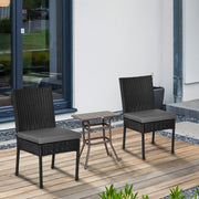 Set of Two Armless Garden Chairs Rattan - Black