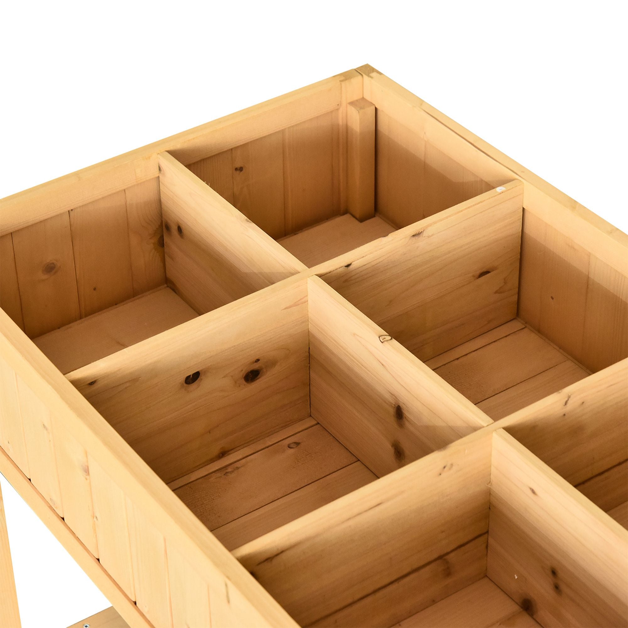 Garden Planters, Rectangular 8 Compartment Plant Stand, Wooden Oak Tone