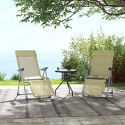 Sun Loungers, Set of Two, Five-Position Adjustable Backs - Beige