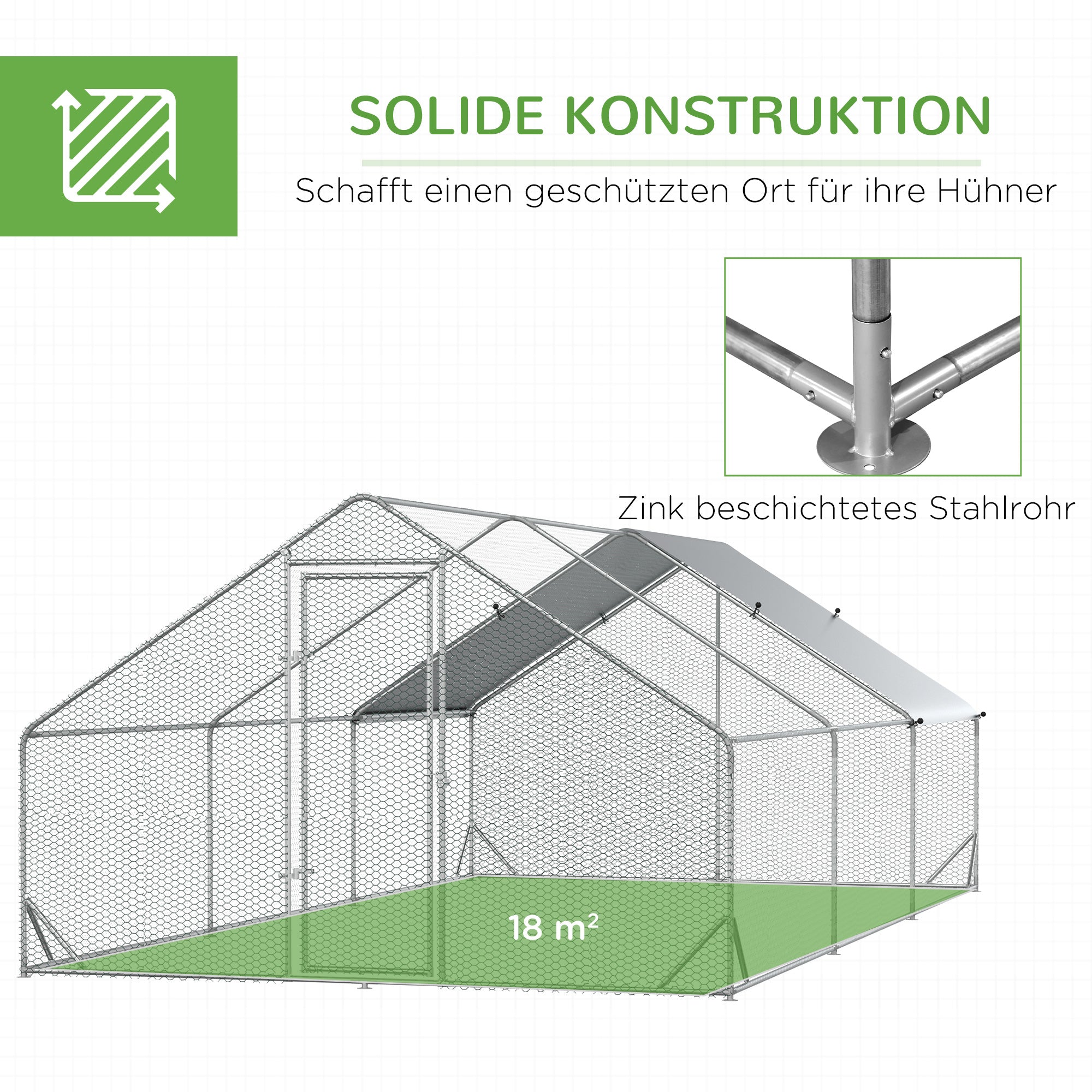 Chicken Coop, 3x6x2m XXL Outdoor, Steel