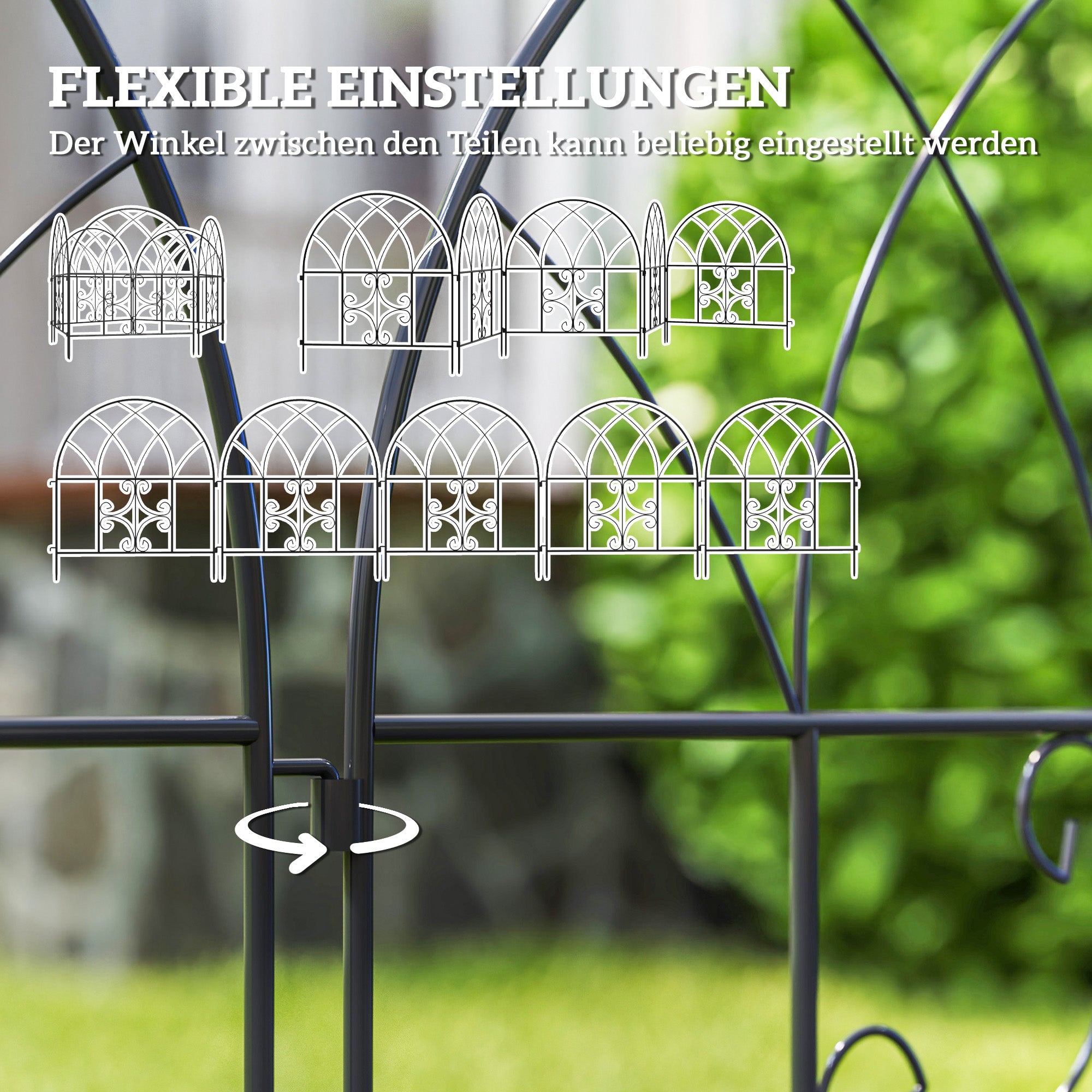 Garden Fence Decorative Mesh Set 300x70cm, Steel Black