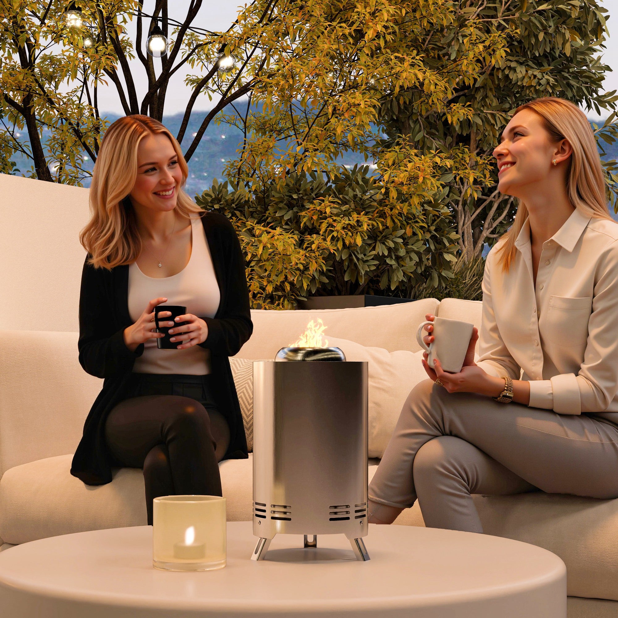 Smokeless Fire Pit Portable Tabletop Wood Burning Stainless Steel, Silver Tone