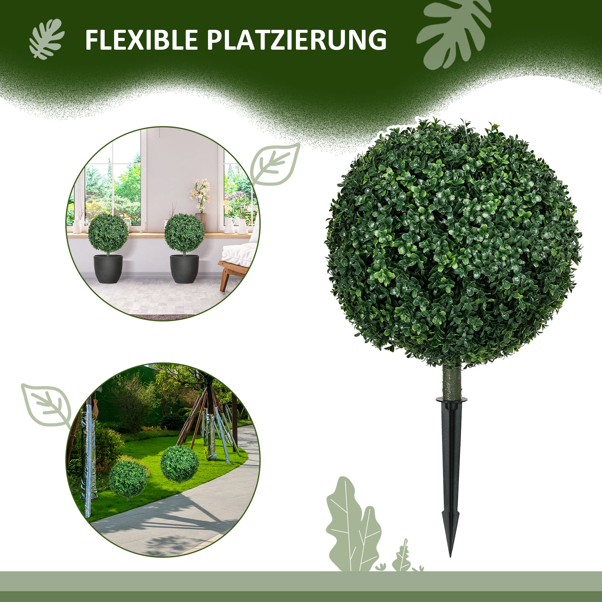 Artificial Boxwood Shrubs Set of 2 Large 70cm UV Protection - Realistic Green