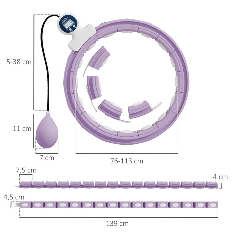 Smart Hula Hoop for Adults with Weighted Ball Counter and 16 Knots, Purple