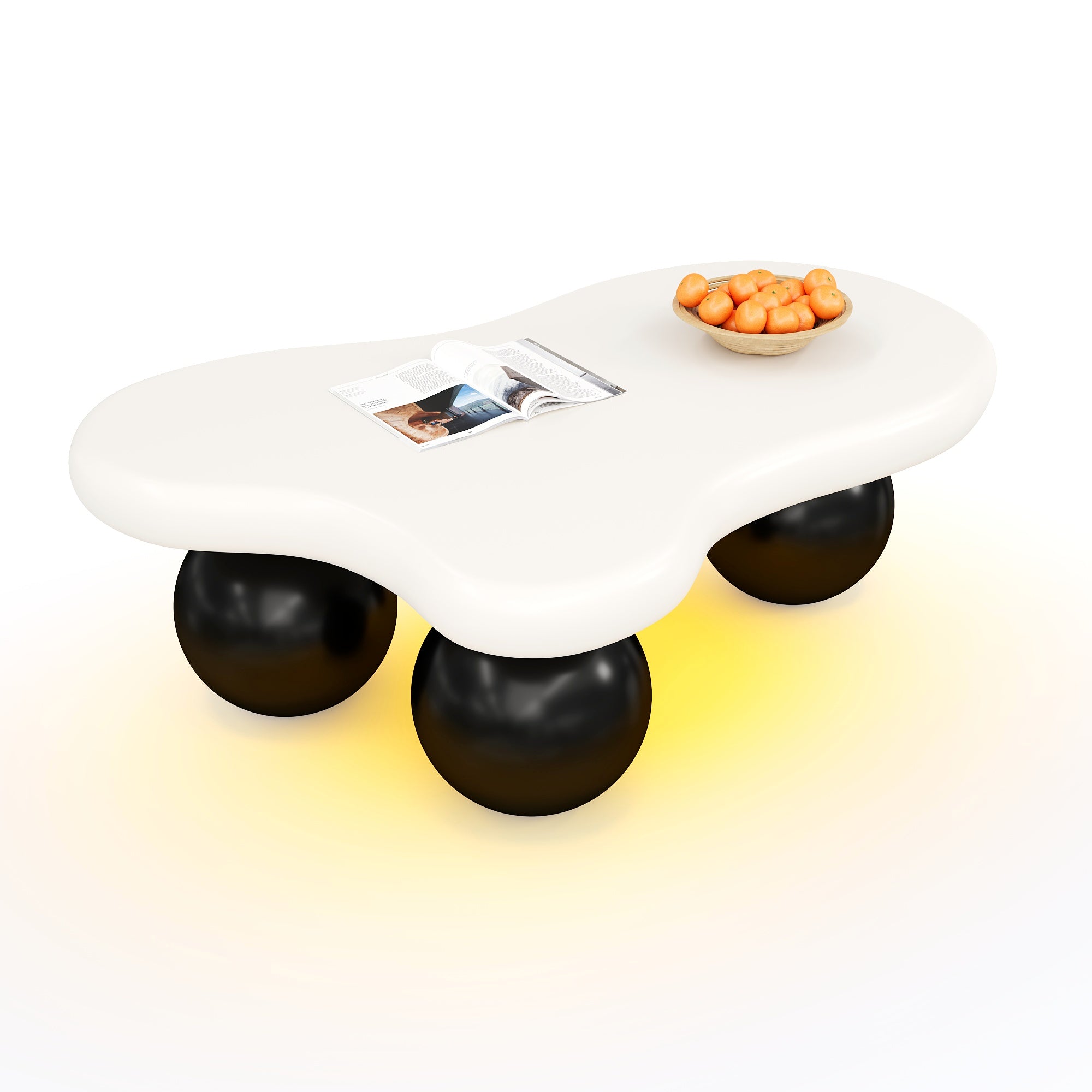 Cloud Style Coffee Table LED Lighting 16 Colors Round Leg Design