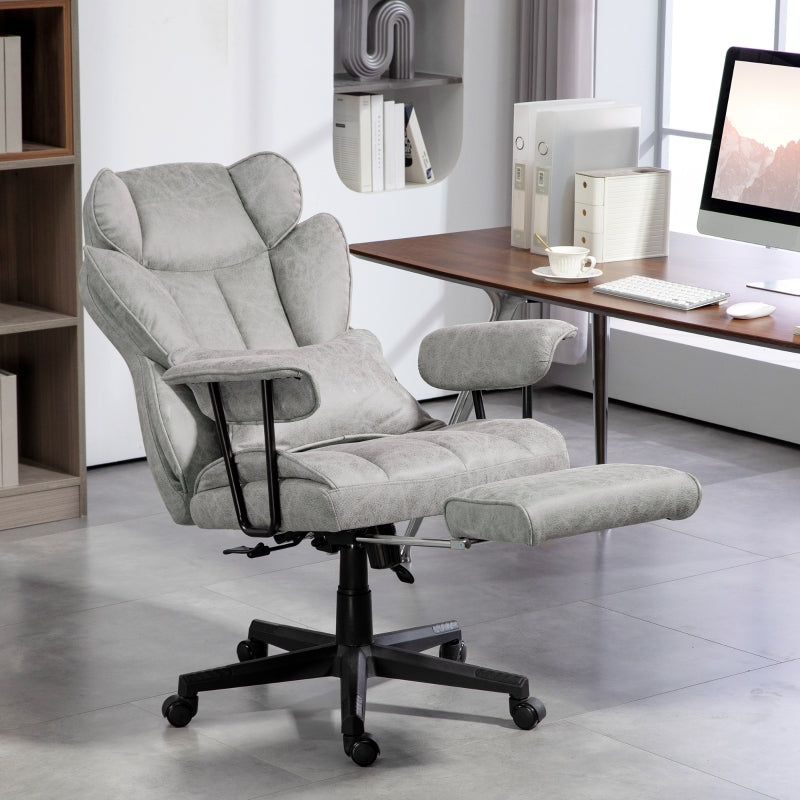 Executive Office Chair, Ergonomic Desk Chair with Foot Rest, Lumbar Support, Reclining Function, Grey