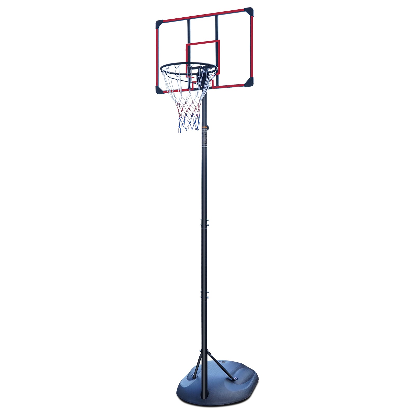 Outdoor Basketball Hoop with Height Adjustable Stand and Shock-Absorbing Basket, Red Silk-Screen Design