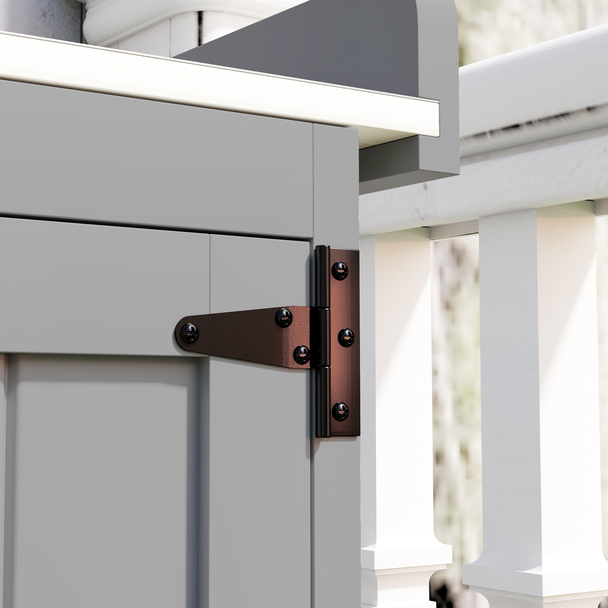 Wooden Garden Shed, Garden Tool Storage Shed with Hinged Roof and Shelf, Grey