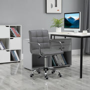 Home Office Desk Chair, Mid Back Swivel Adjustable Height, PU Leather Grey
