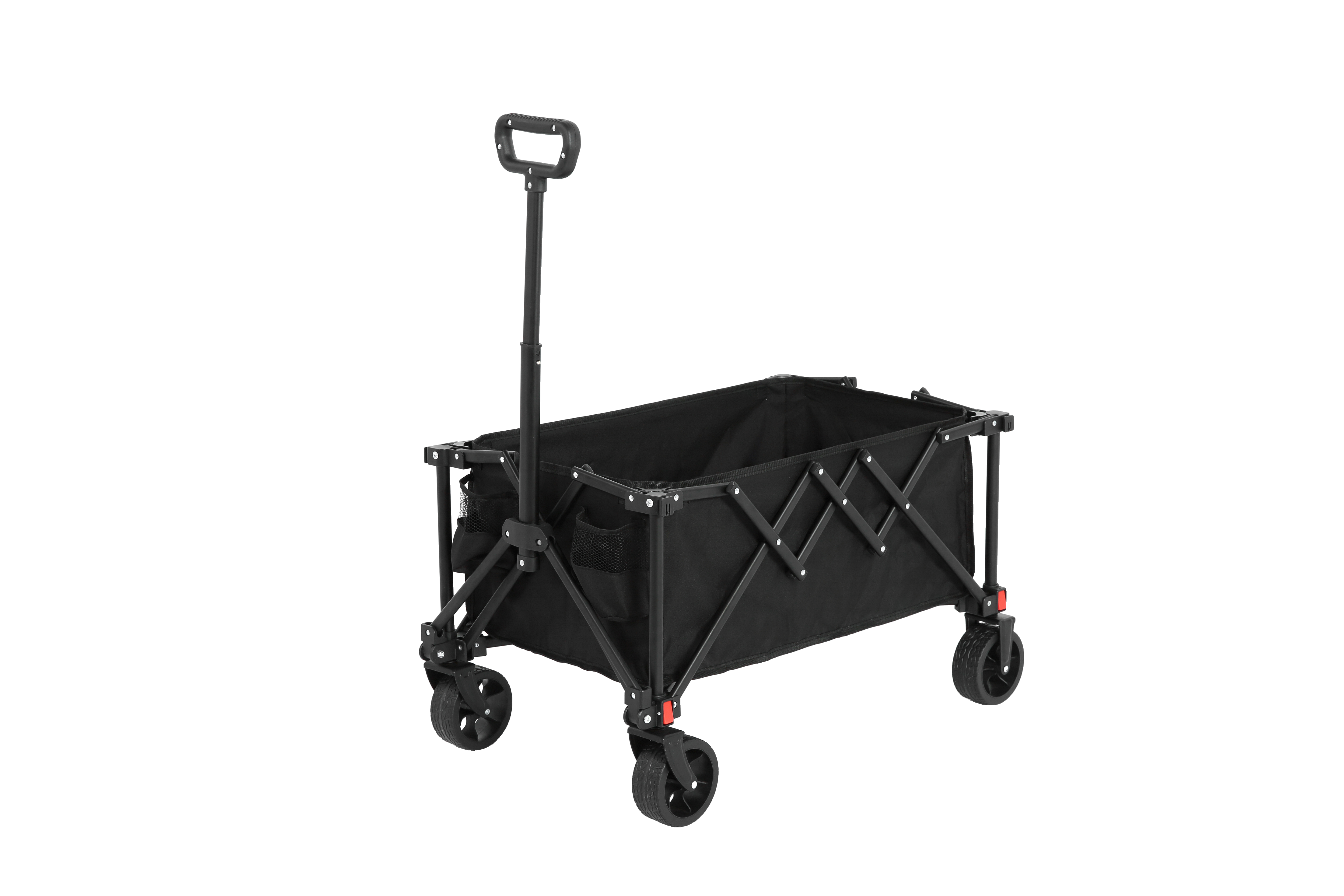 Folding Wagon Cart with All Terrain Wheels, Heavy Duty, Adjustable Handle, Black